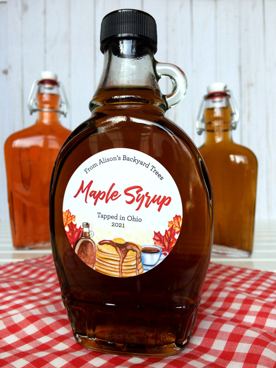 Custom Watercolor Maple Syrup Bottle Labels | CanningCrafts.com
