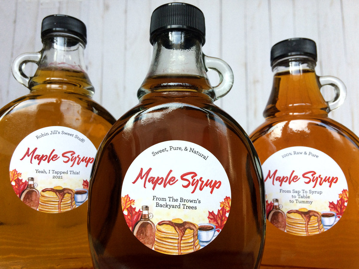 Custom Watercolor Maple Syrup Bottle Labels | CanningCrafts.com