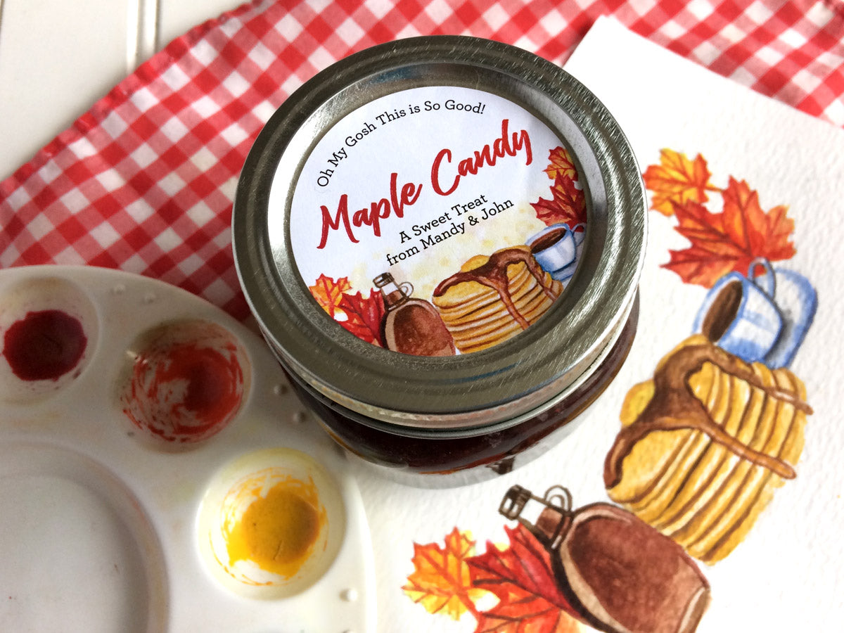 Custom Watercolor Maple Syrup and Candy Labels | CanningCrafts.com