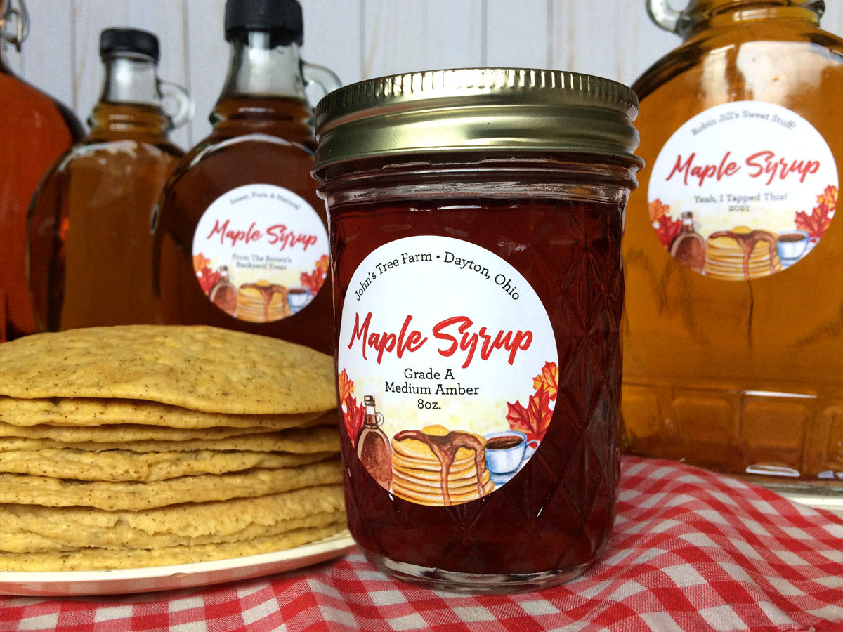 Custom Watercolor Maple Syrup Bottle and Mason Jar Labels | CanningCrafts.com