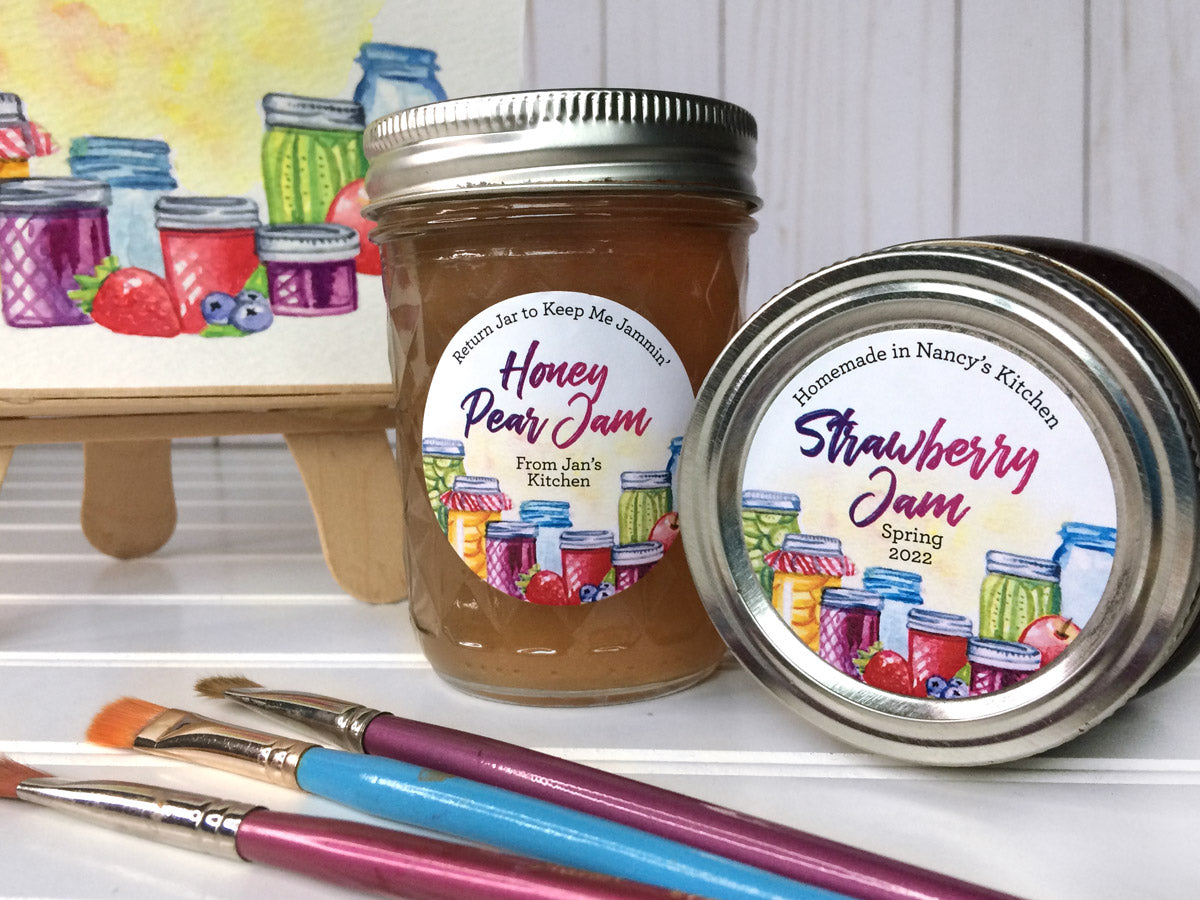 Custom Watercolor Mason Jar Canning Labels for preserved jam & jelly ...