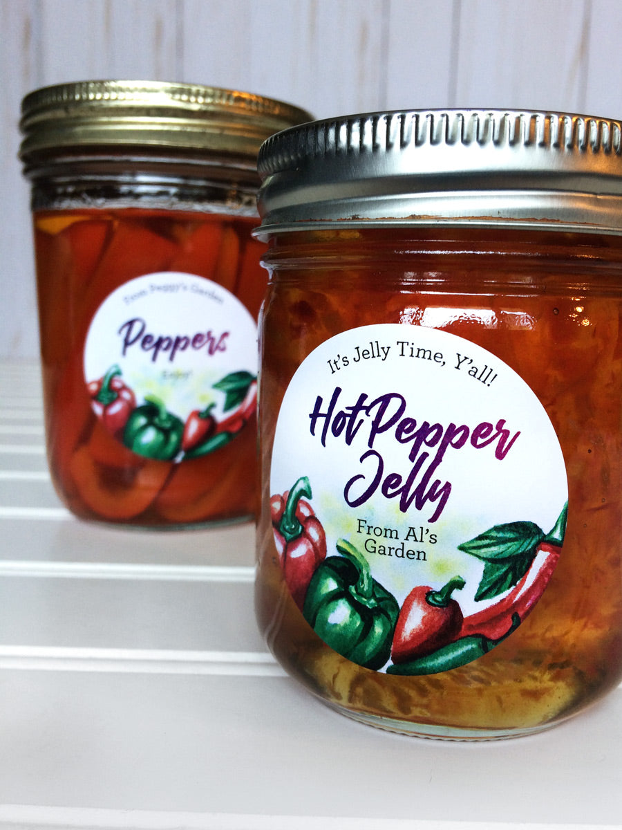 Custom Watercolor Hot Pepper Jelly Canning Labels | CanningCrafts.com