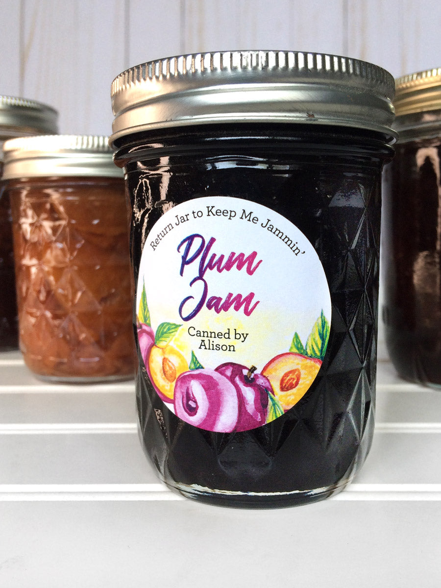 Custom Watercolor Plum Jam Jar Labels | CanningCrafts.com