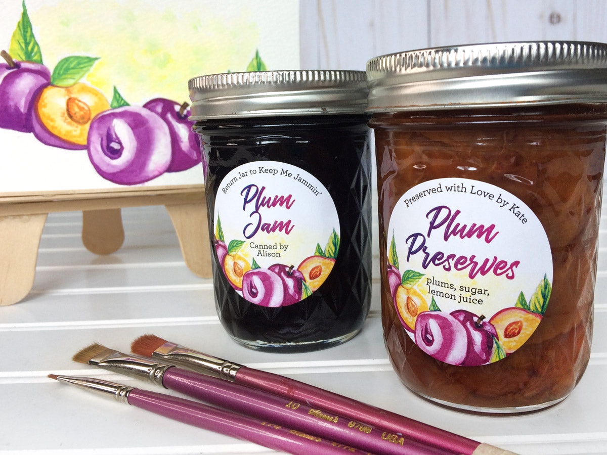 Custom Watercolor Plum Jam and Preserves Canning Labels | CanningCrafts.com