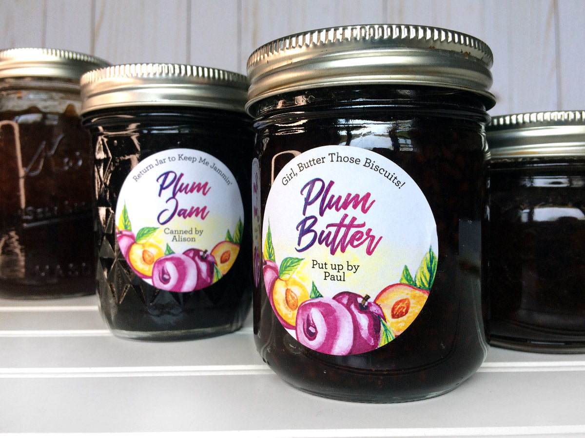 Custom Watercolor Plum Butter and Jam Canning Labels | CanningCrafts.com