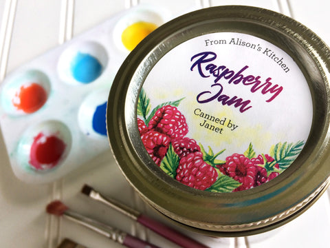 Custom Watercolor Raspberry Jam Canning Labels | CanningCrafts.com
