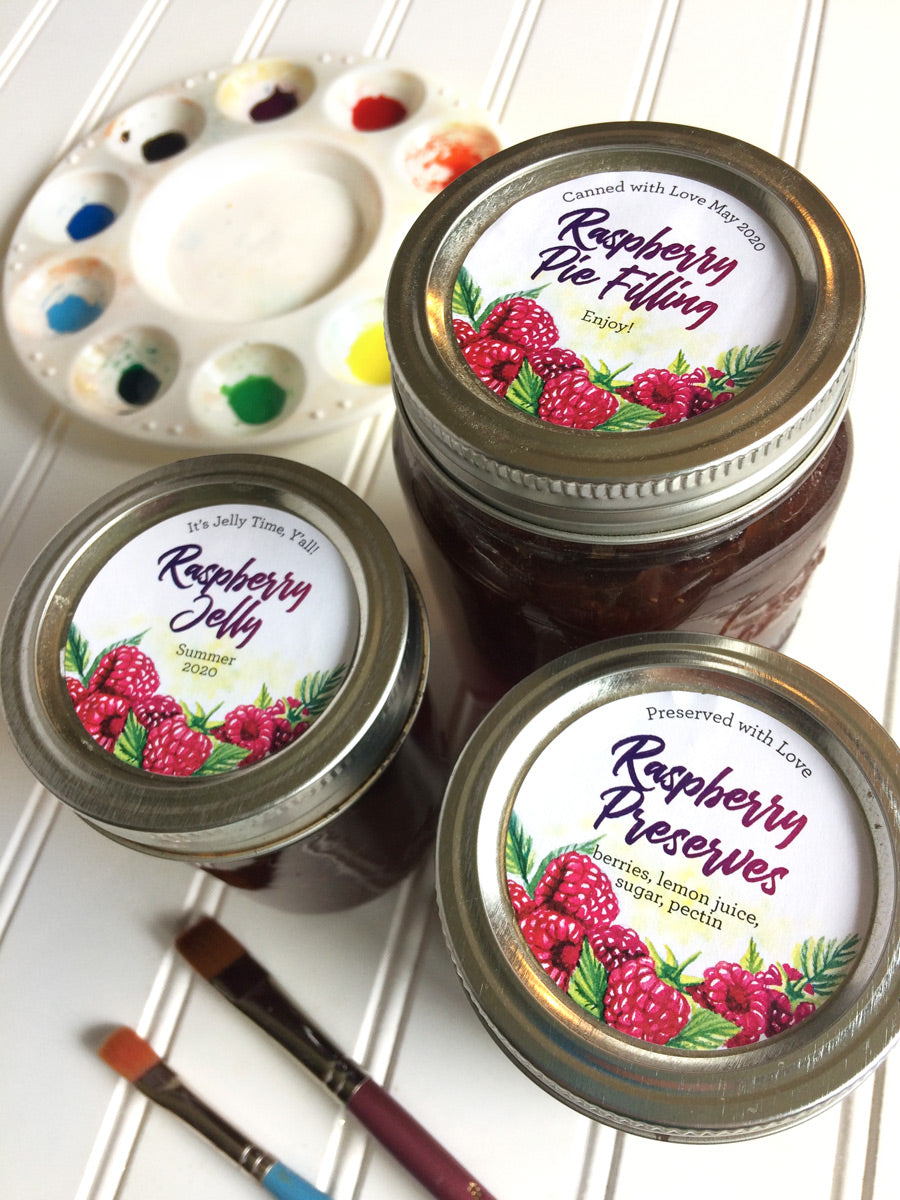 Custom Watercolor Raspberry Canning Labels for jam, jelly, preserves ...