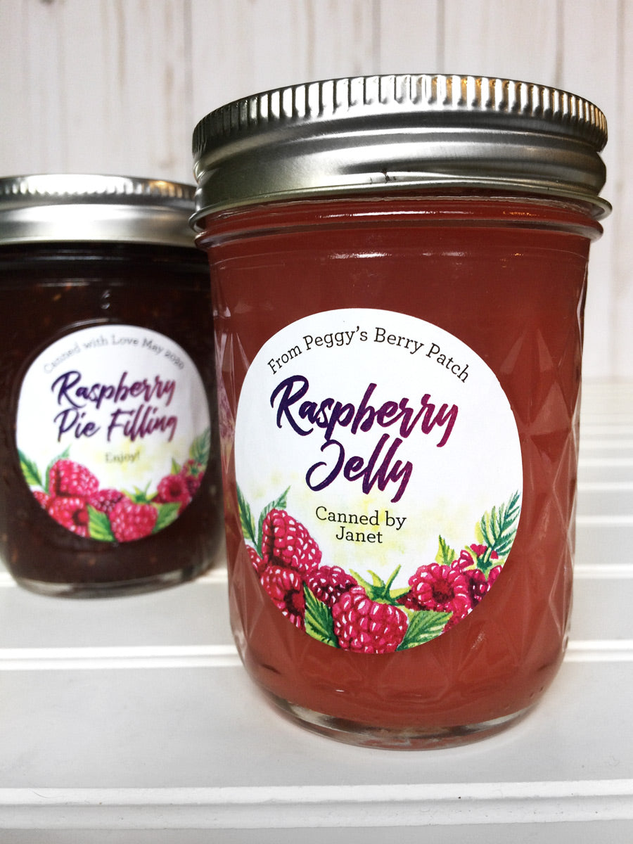 Custom Watercolor Raspberry Jelly Jar Labels | CanningCrafts.com