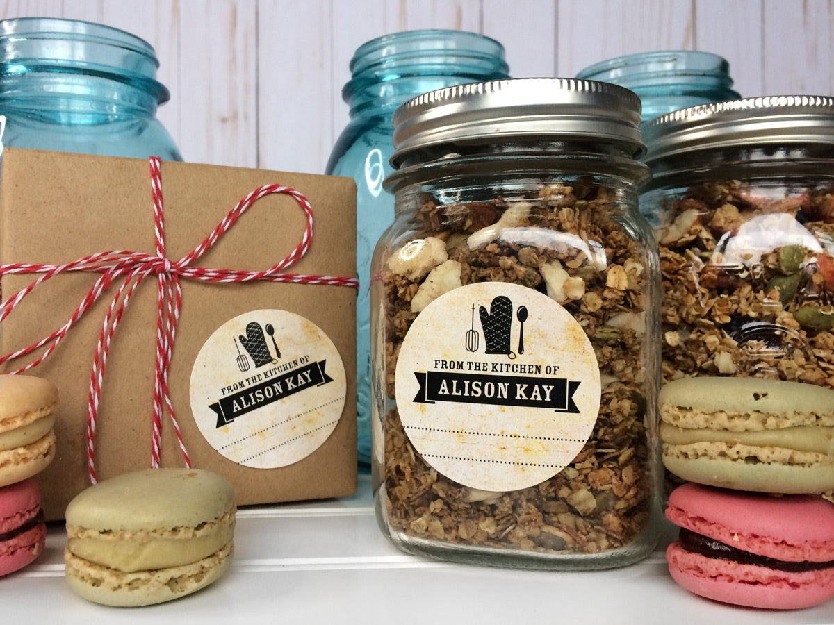 Custom Vintage From the Kitchen of Labels for pastry boxes & mason jars | CanningCrafts.com