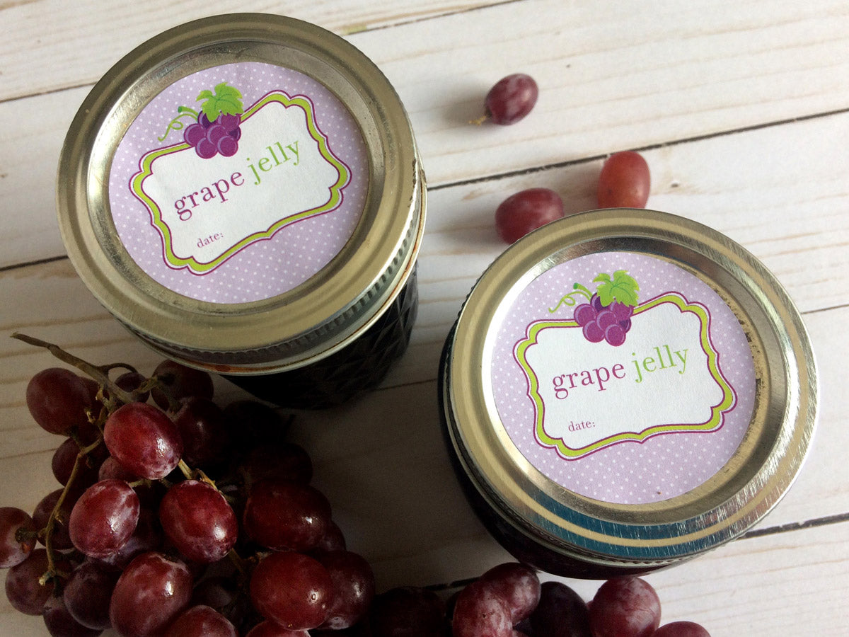 Cute Grape Jelly Mason Canning Jar Lid Labels | CanningCrafts.com