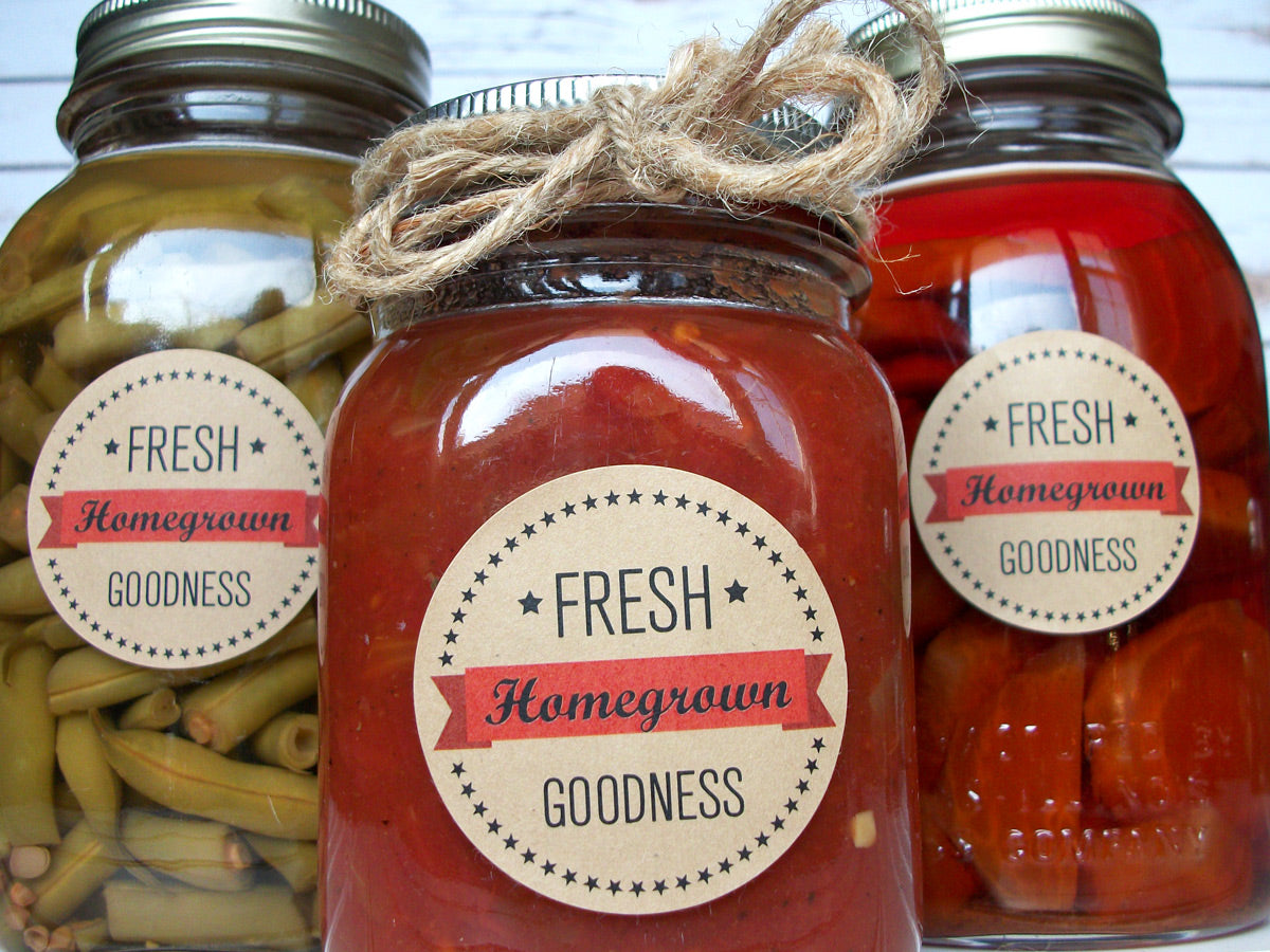 Kraft Fresh Homegrown Goodness Mason Canning Jar Labels | CanningCrafts.com