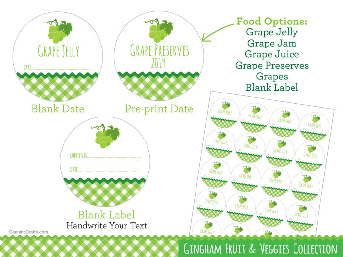Gingham Green Grape Canning Labels | CanningCrafts.com