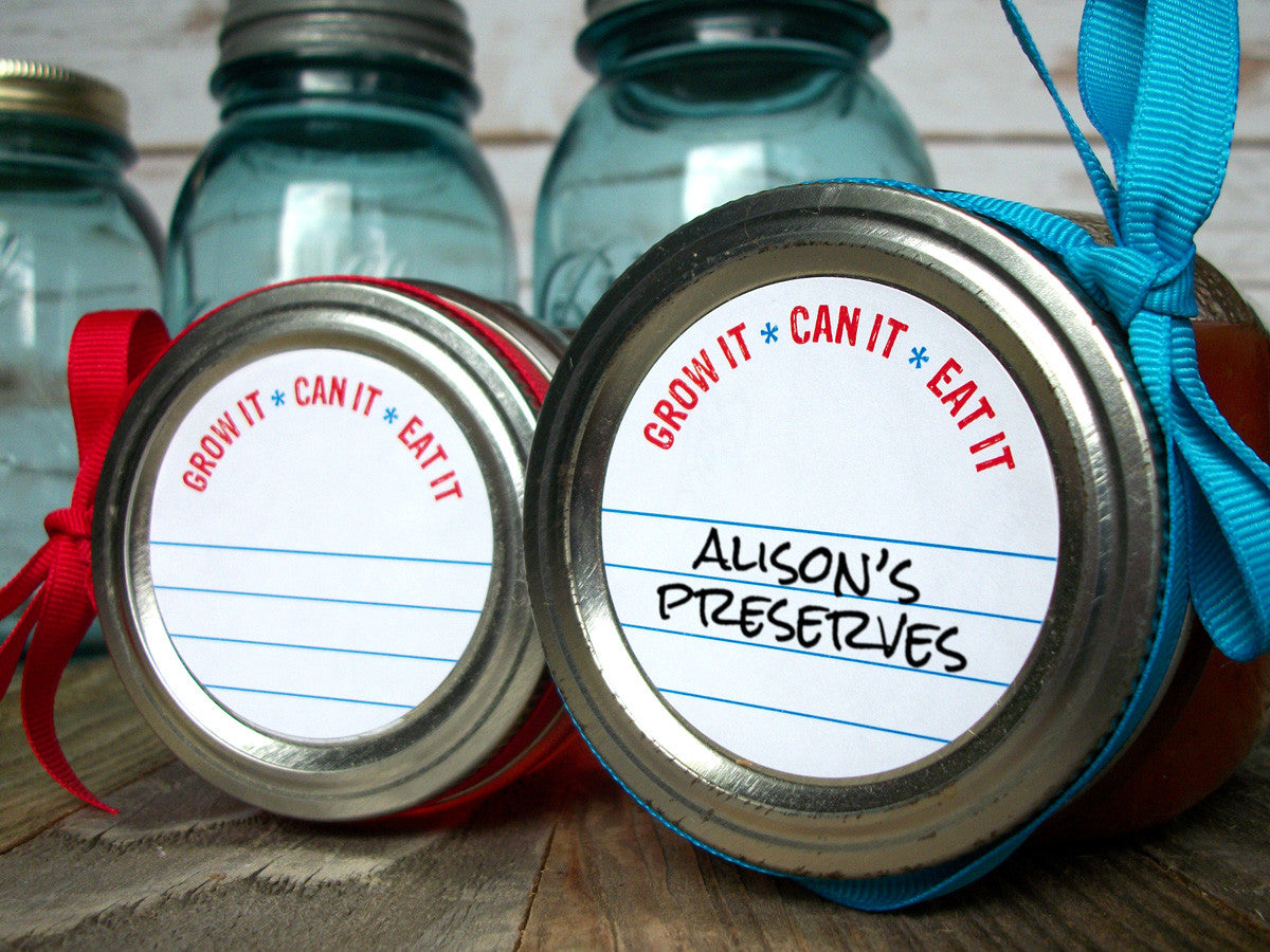 Patriotic red white & blue canning jar labels | CanningCrafts.com
