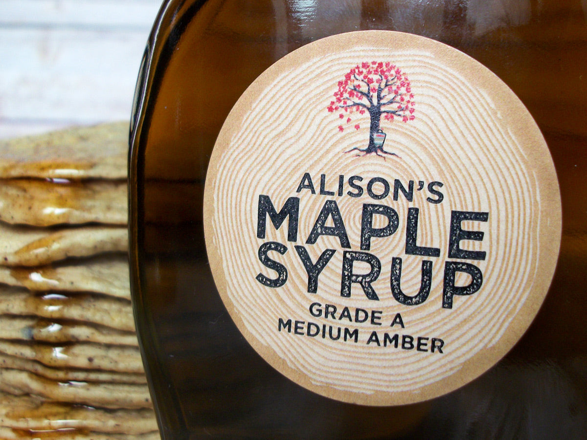 Syrup Labels Custom Kraft Harvest Time Maple Syrup Labels for backyard sugarers ...