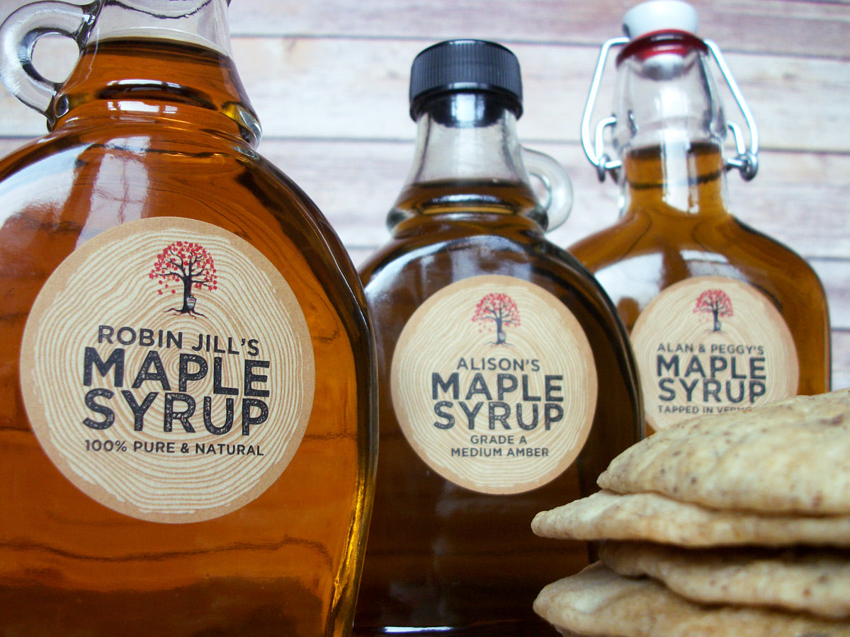 Custom Kraft Harvest Time Maple Syrup Labels | CanningCrafts.com