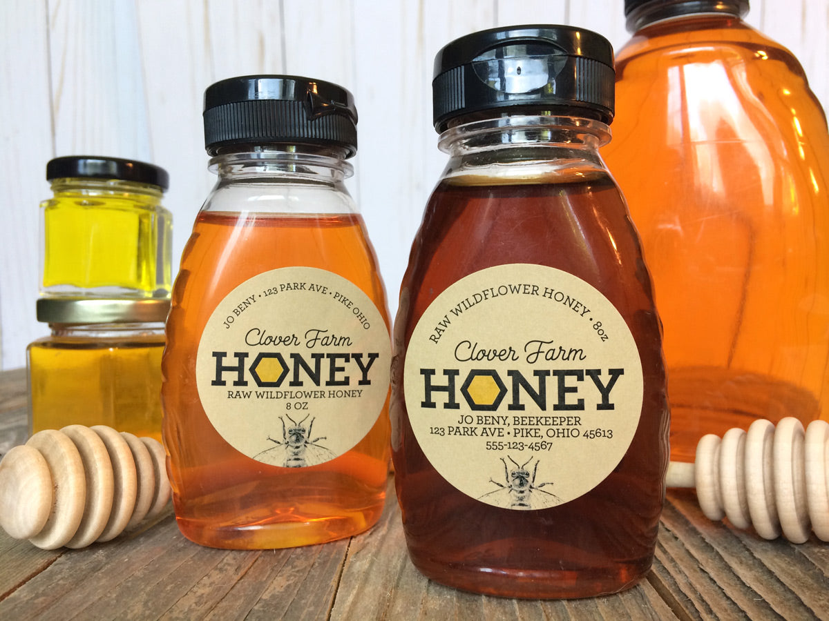 Custom Kraft Honeycomb honey labels | CanningCrafts.com