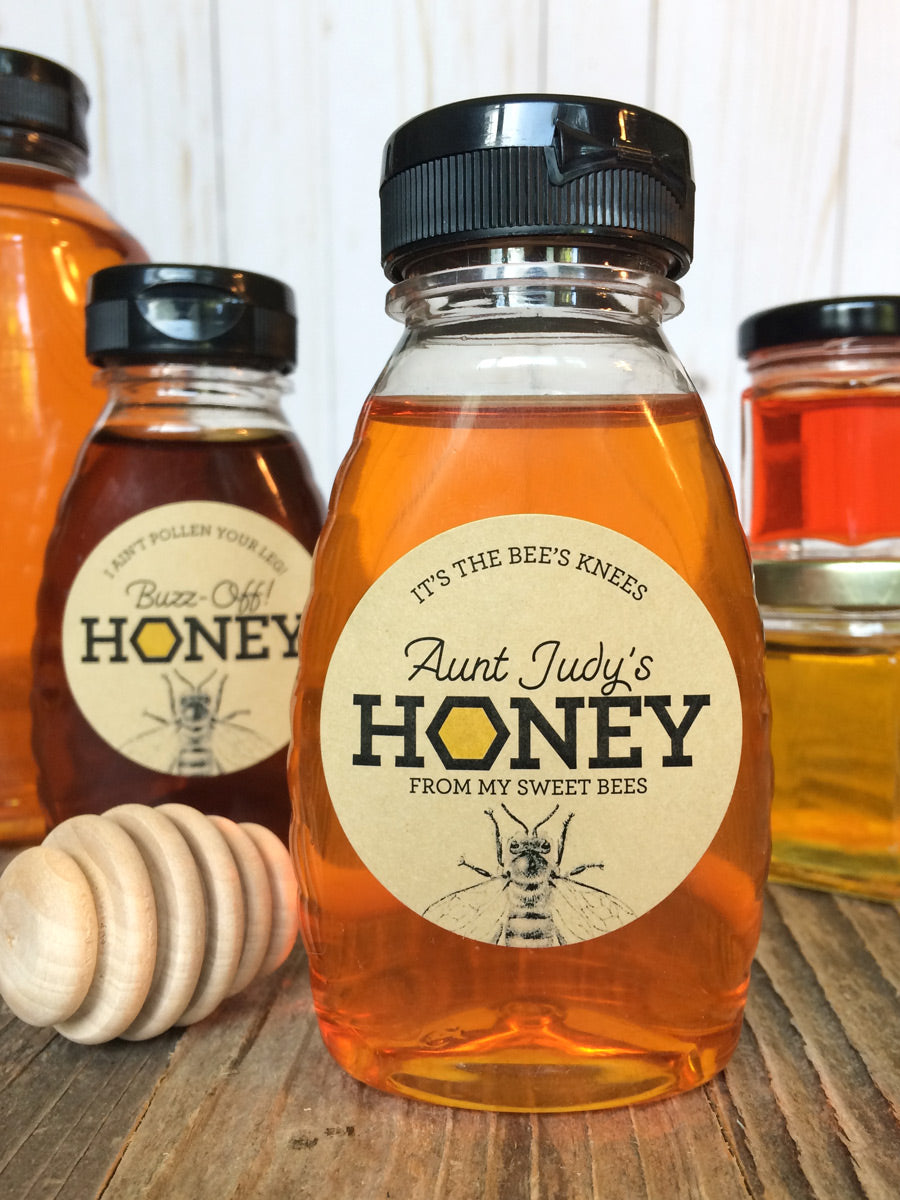 Custom Kraft Honeycomb honey bottle labels | CanningCrafts.com
