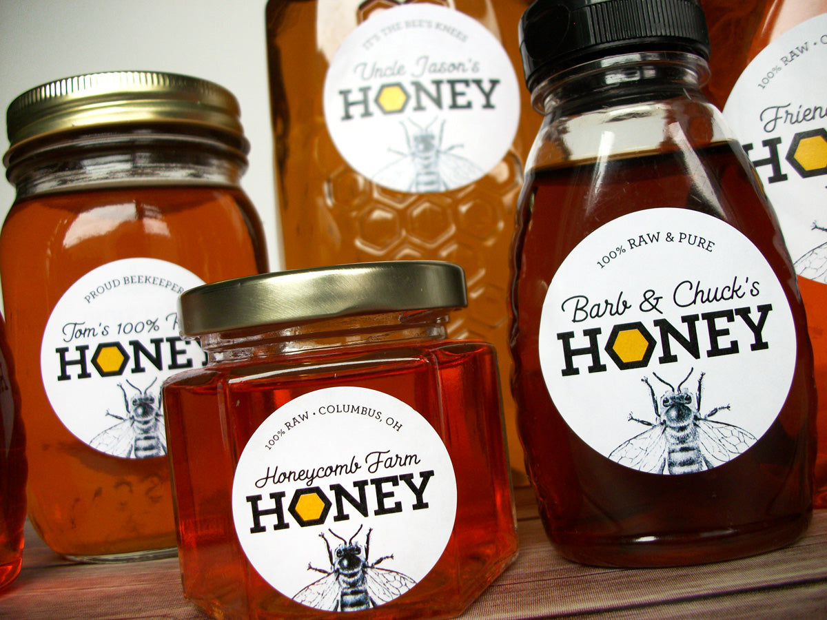 Custom Honeycomb Honey Jar Labels | CanningCrafts.com