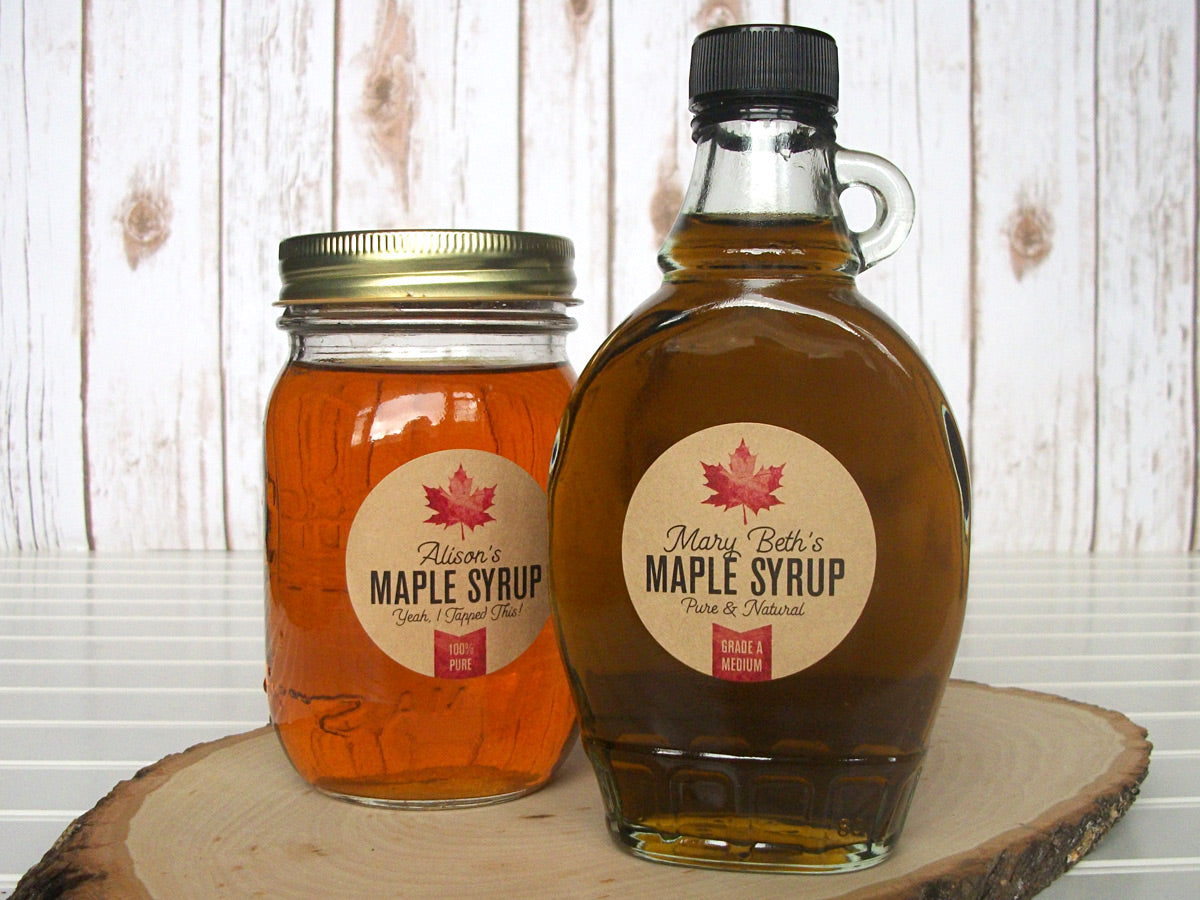 Custom Kraft Maple Syrup Bottle Labels for home-based maple sugarers ...