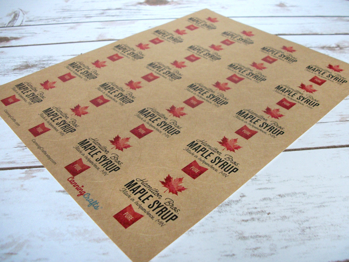 Label Maple Custom Kraft Maple Syrup Bottle Labels for home-based maple sugarers ...