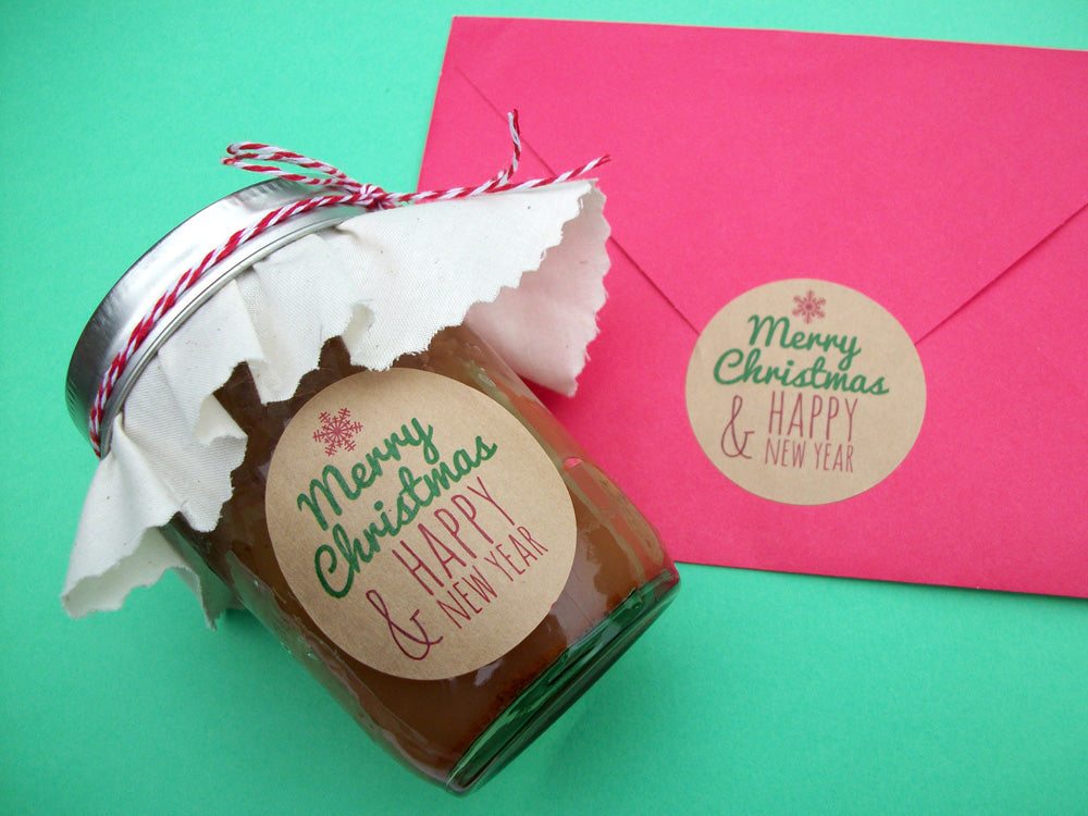 Merry Christmas Happy New Year Canning Labels & Envelope Seals | CanningCrafts.com