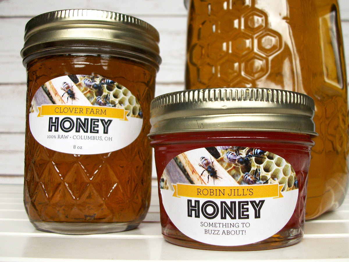 Oval Busy Bees Custom Honey Labels | CanningCrafts.com