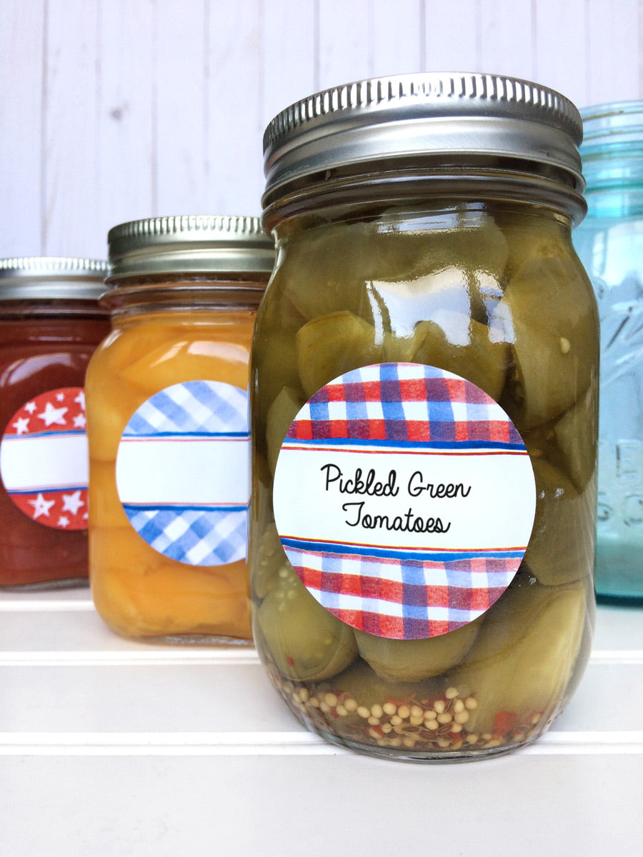 Patriotic Watercolor Canning Labels for home preserved food in mason jars | CanningCrafts.com