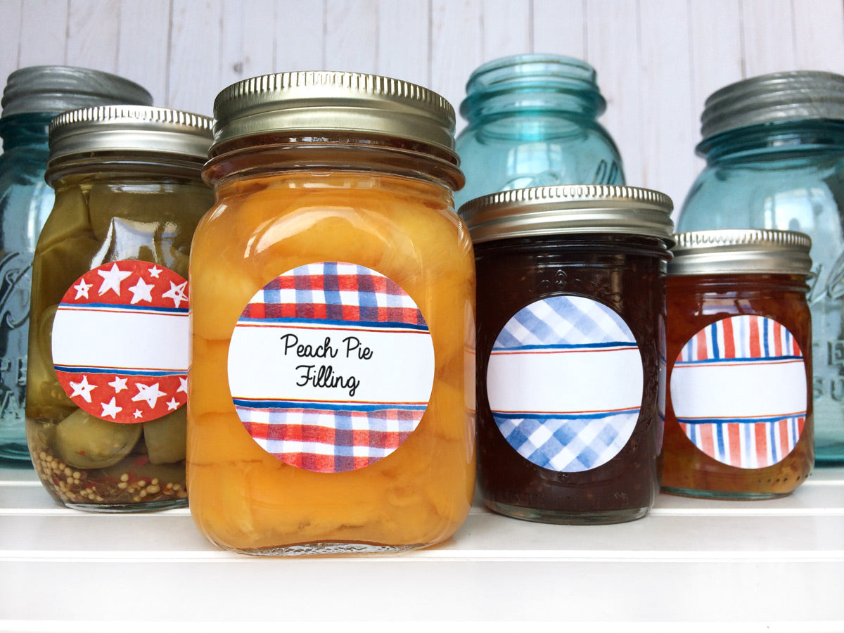 Patriotic Watercolor Canning Labels for mason jars | CanningCrafts.com