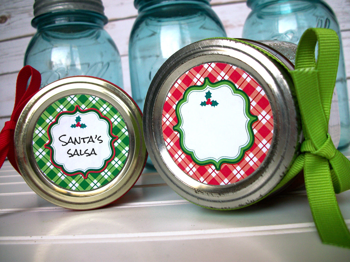 Plaid Red & Green Christmas Labels