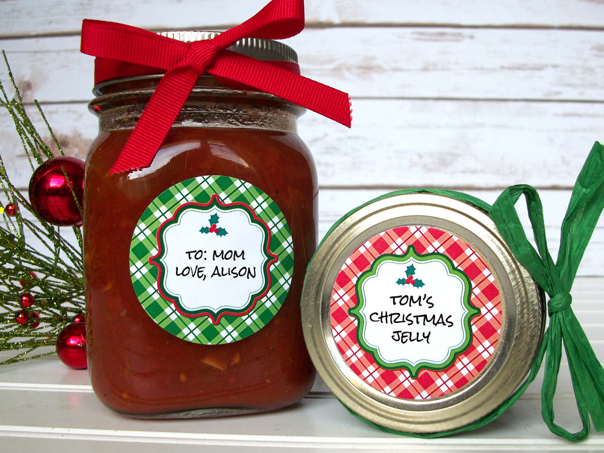 Red & Green Plaid Christmas Canning Labels | CanningCrafts.com