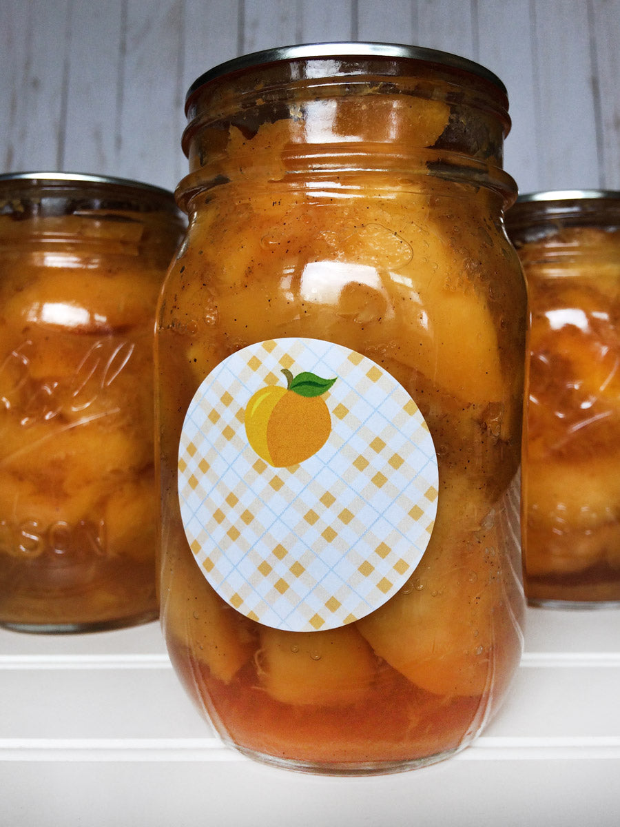 Plaid Apricot Peach Canning Jar Labels | CanningCrafts.com