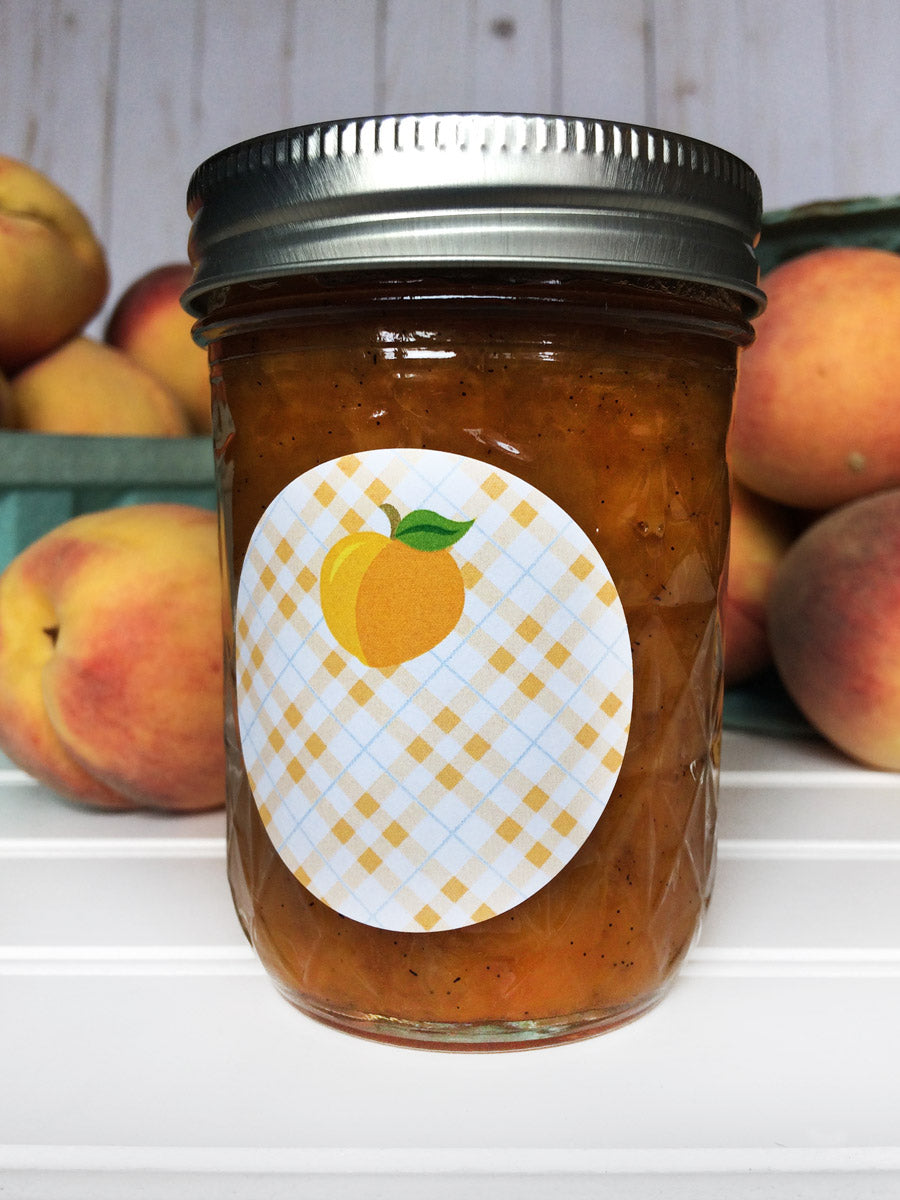 Plaid Apricot Peach Jam and Jelly Canning Jar Labels | CanningCrafts.com