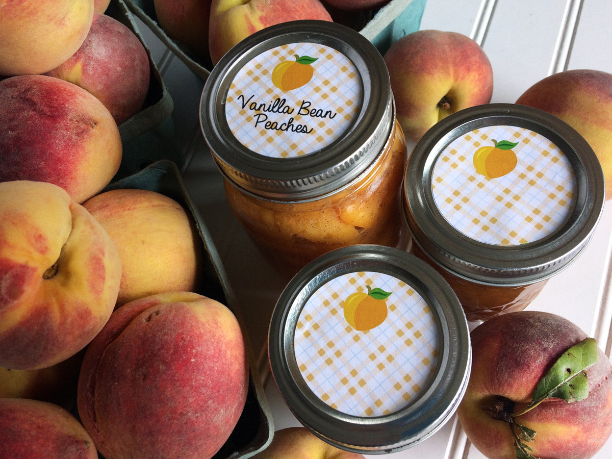 Plaid Apricot Peach Canning Labels | CanningCrafts.com