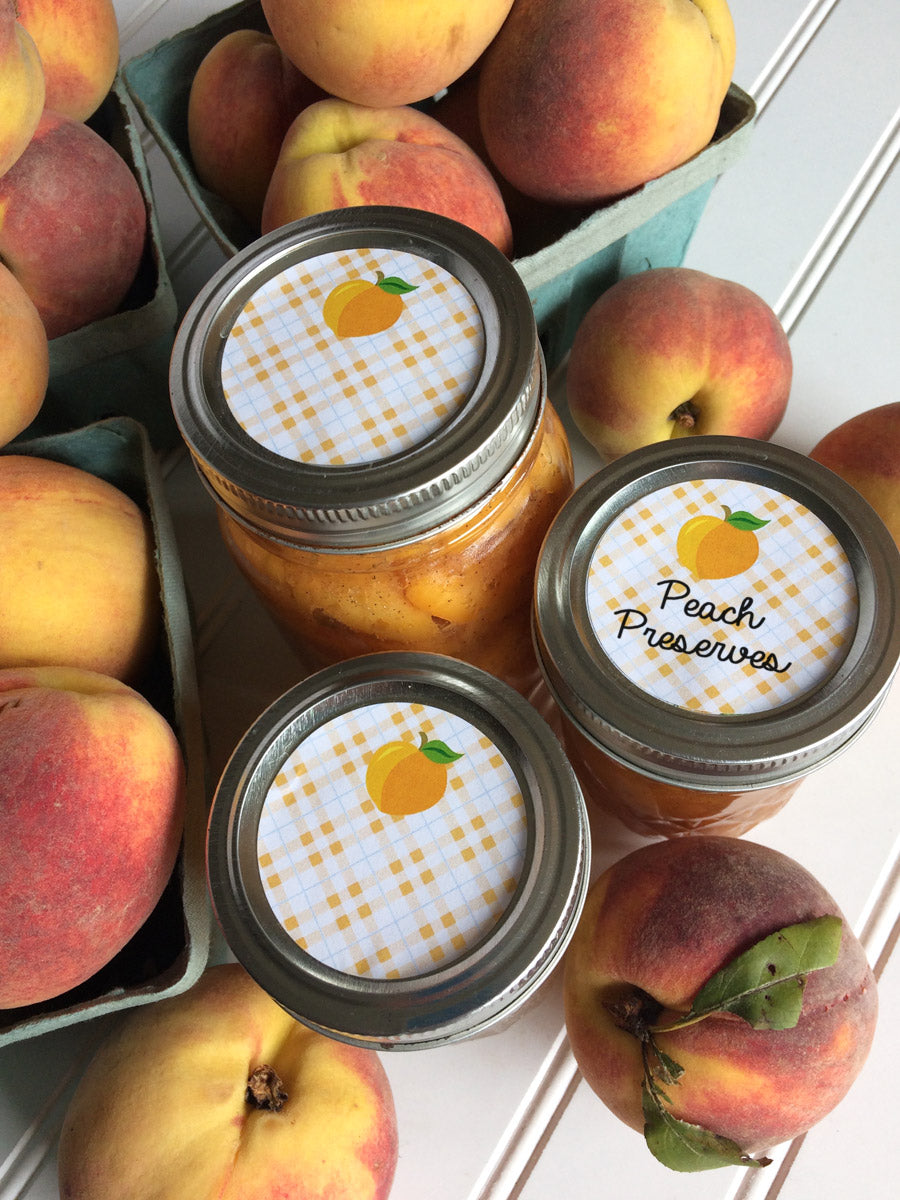 Plaid Peach Jam and Preserves Mason Canning Jar Labels | CanningCrafts.com