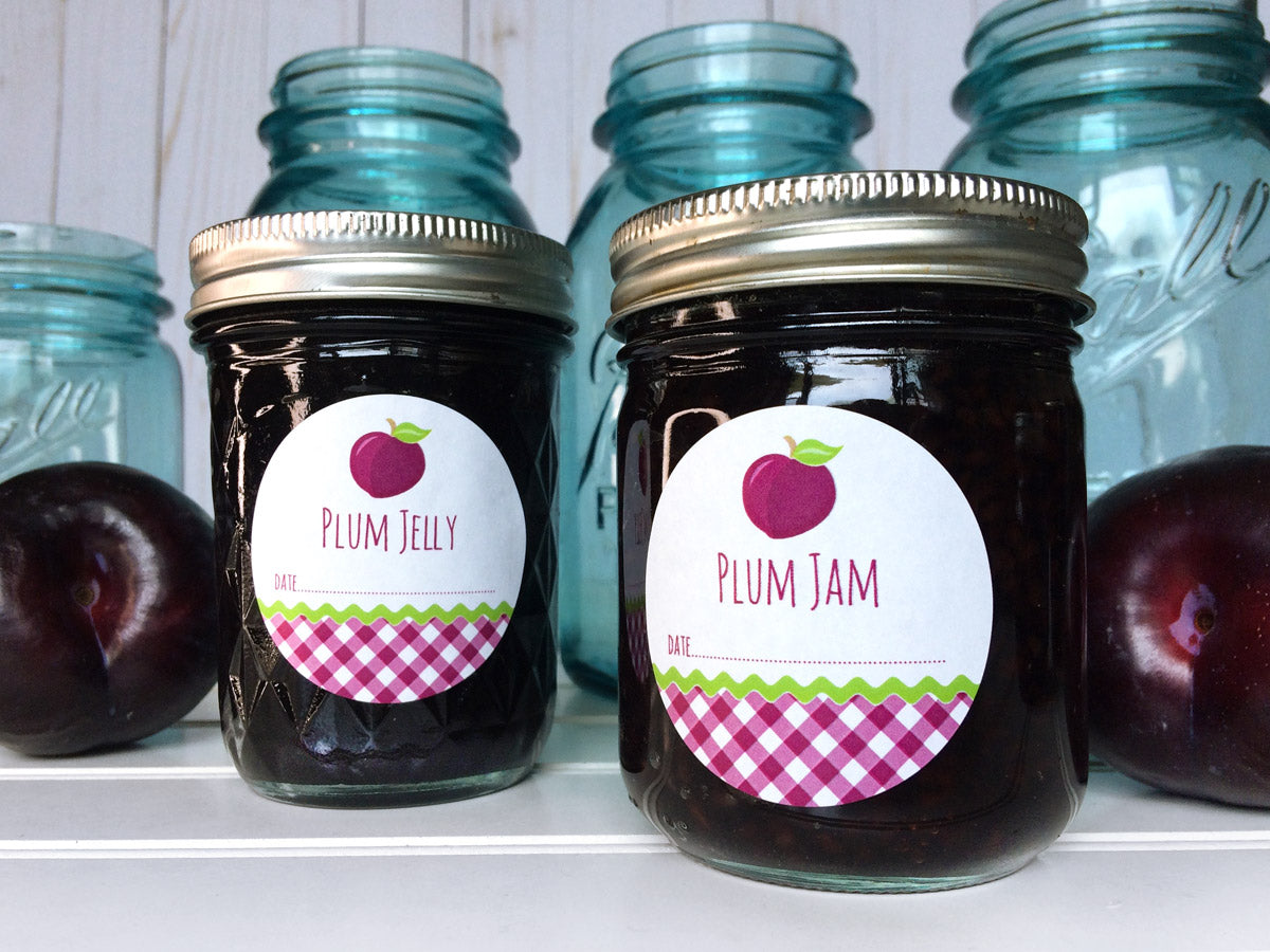 Gingham Plum Jam and Jelly Jar Labels | CanningCrafts.com