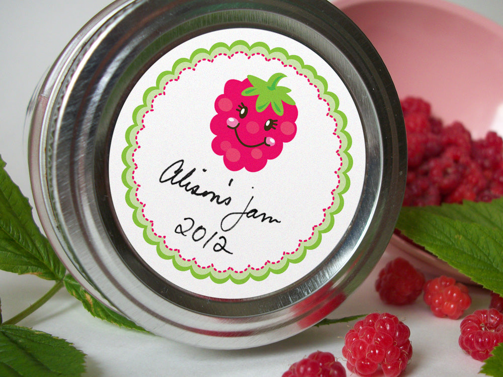 Happy Raspberry Canning Labels, mason jar labels for jam & jelly jars ...