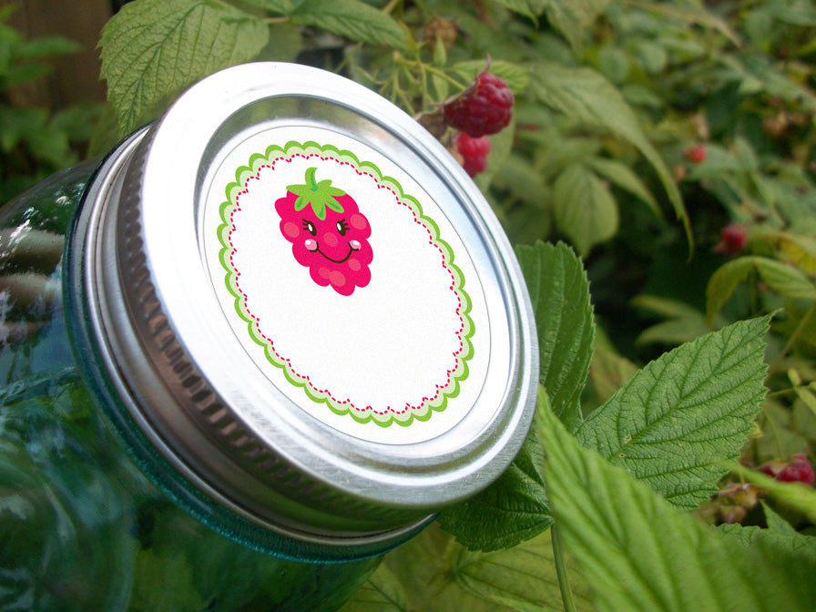 Happy Raspberry Canning Labels, mason jar labels for jam & jelly jars ...