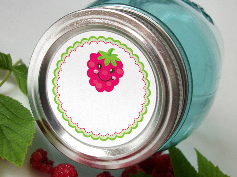 Happy Raspberry Canning Labels, mason jar labels for jam & jelly jars ...