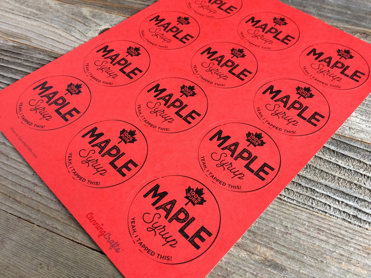 Custom Red Artisanal Maple Syrup Labels | CanningCrafts.com