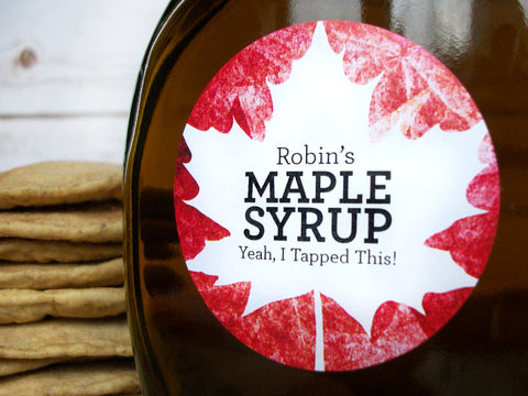 Custom Red Leaf Maple Syrup Labels | CanningCrafts.com