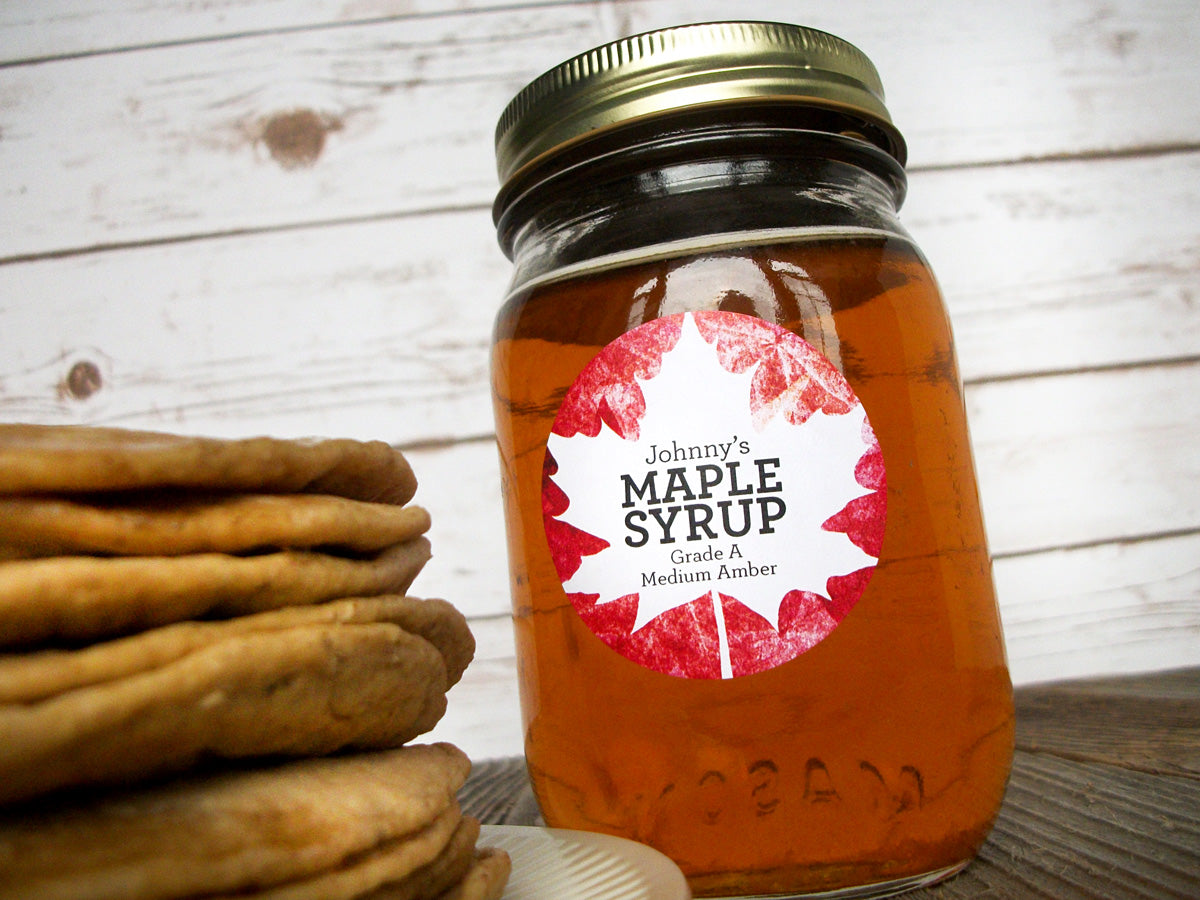 Custom Red Leaf Maple Syrup Labels for maple sugaring hobby supplies ...