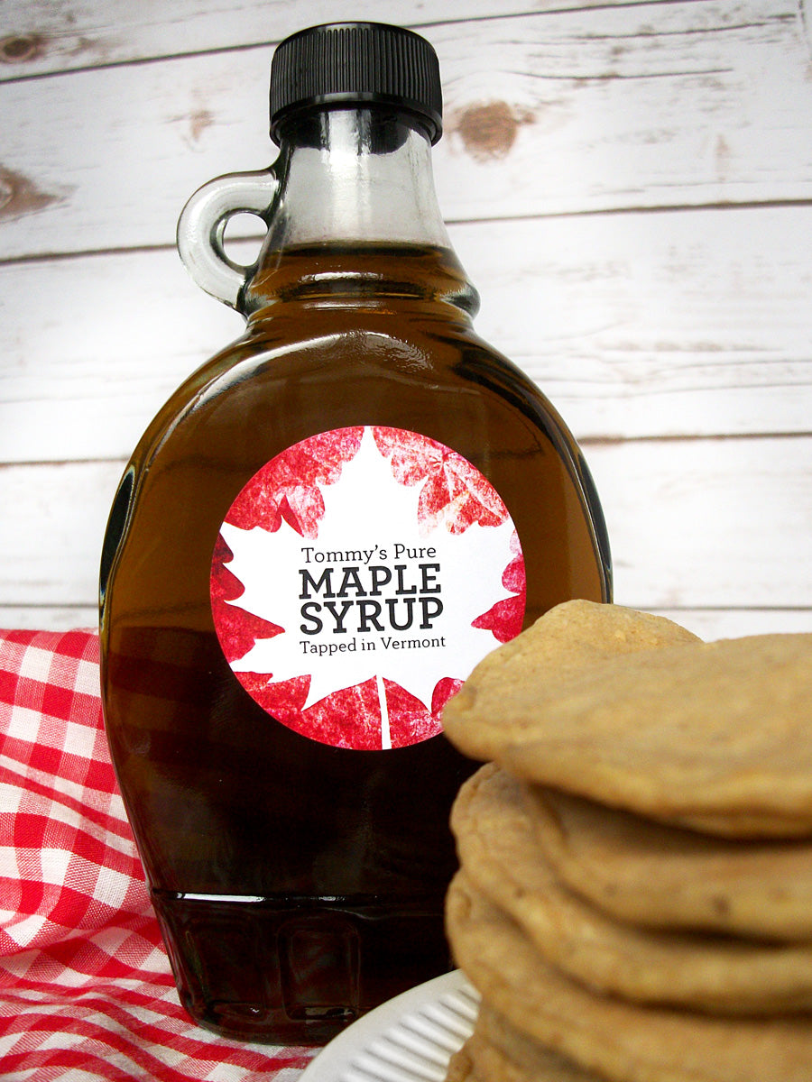 Custom Red Leaf Maple Syrup Labels | CanningCrafts.com