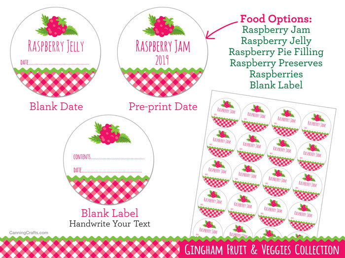 Gingham Red Raspberry Canning Labels for jam, jelly, pie filling – CanningCrafts gingham-red-raspberry-canning-labels-for-jam-jelly-pie-filling-canningcrafts