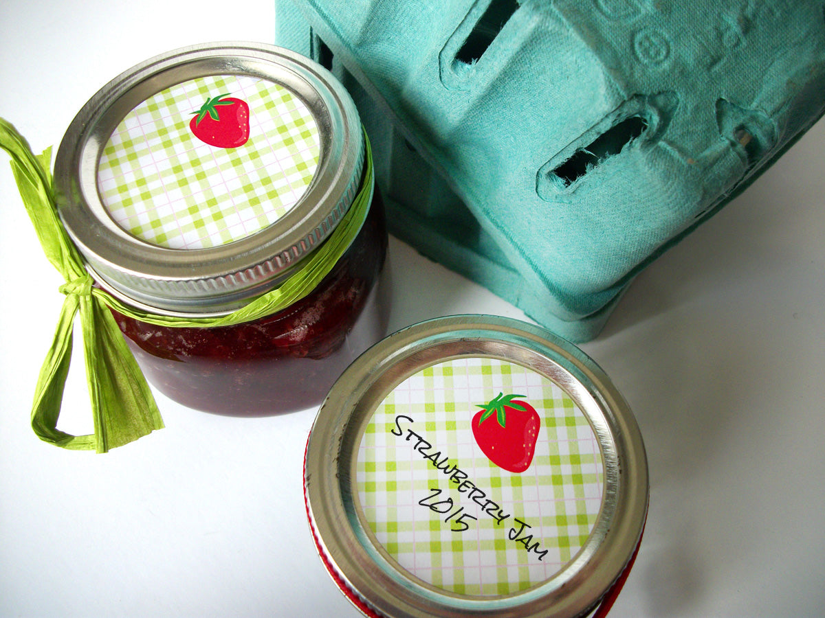 Plaid Strawberry Canning Labels | CanningCrafts.com