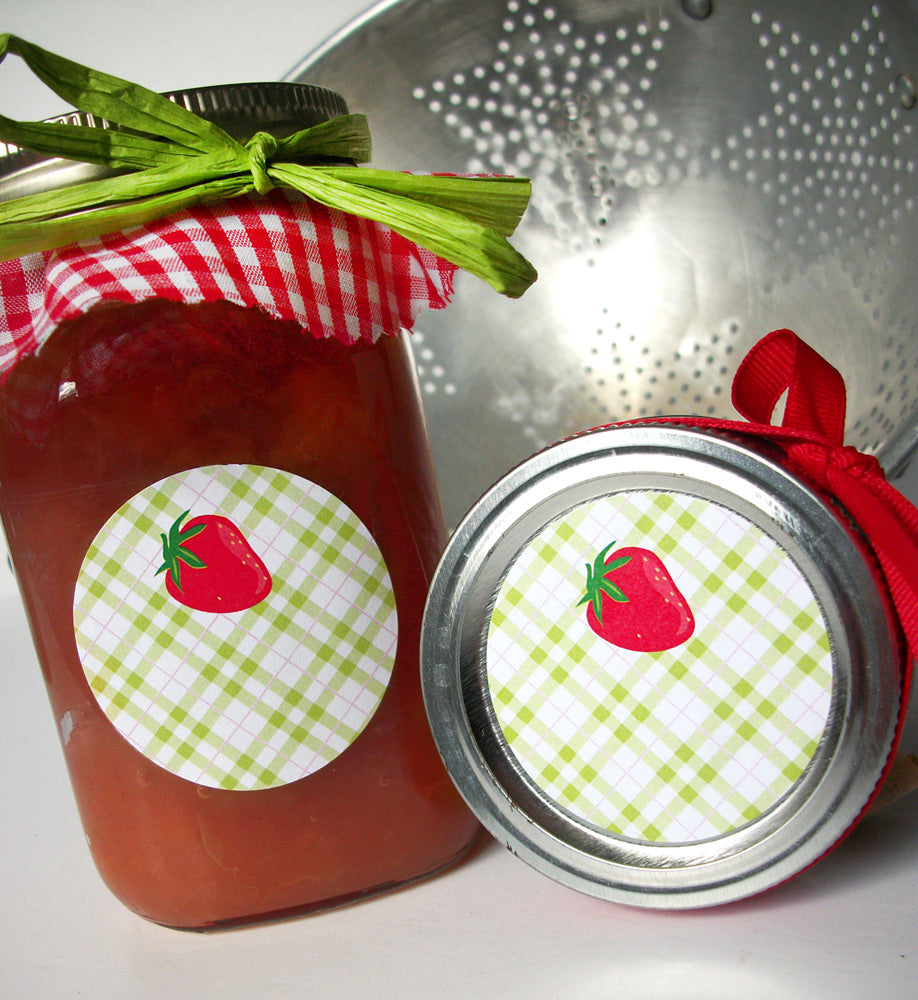 Plaid Strawberry Canning Jar Labels | CanningCrafts.com