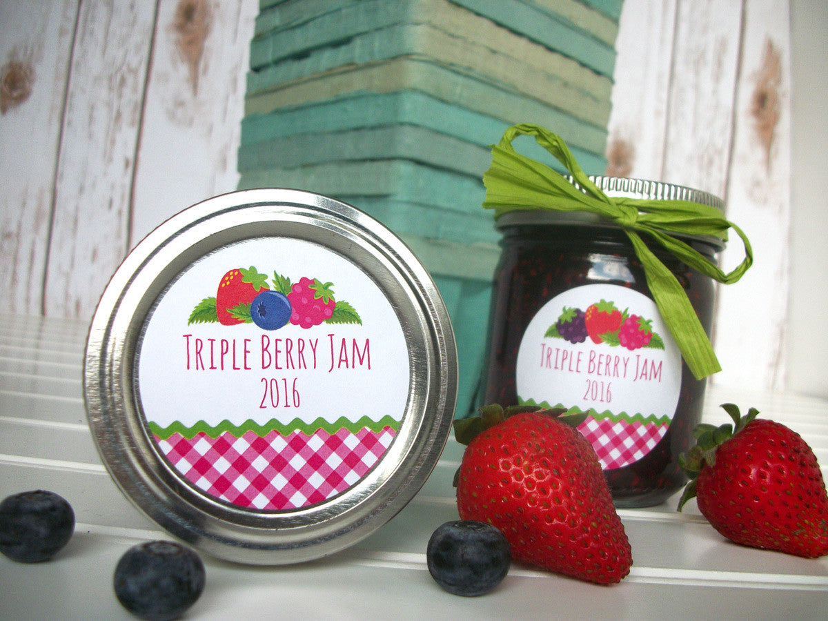 Gingham Triple Berry Jam Canning Labels for home preserved fruit jam – CanningCrafts gingham-triple-berry-jam-canning-labels-for-home-preserved-fruit-jam-canningcrafts