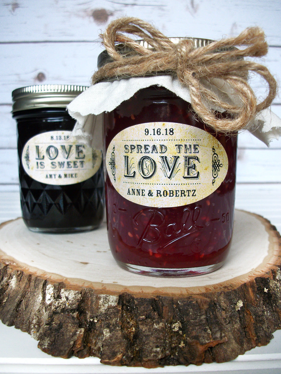 Vintage Oval Love is Sweet Wedding Canning Labels