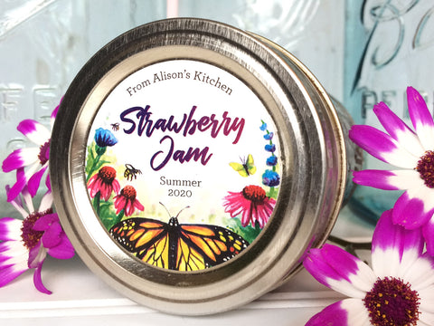 Custom Watercolor Butterfly Canning Labels | CanningCrafts.com