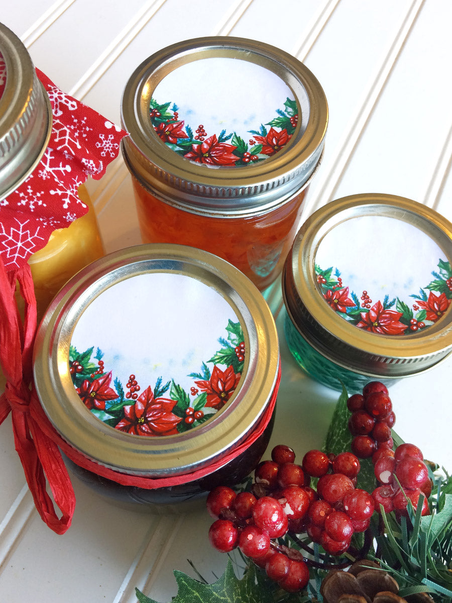 Watercolor Christmas Canning Labels | CanningCrafts.com
