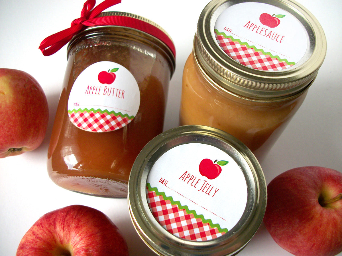 Gingham Applesauce & Apple Butter & Jelly Canning Jar Labels | CanningCrafts.com